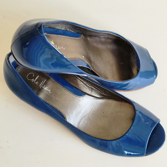 Cole Haan Nike Air Patent Peep Toe Wedges Shoes 6.5 Women's - Picture 9 of 9